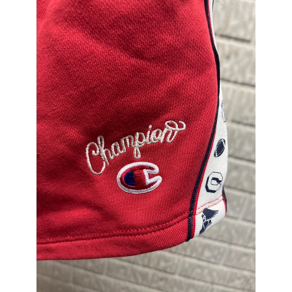 Champion Womens Red Fleece Collegiate Graphic Tape Side Stripe Shorts Size L NEW - Picture 3 of 4